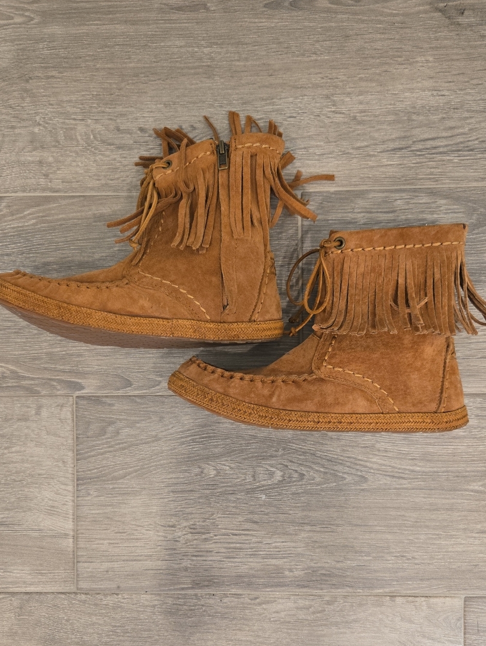 Ugg Fringe Suede Ankle Boots in Tan